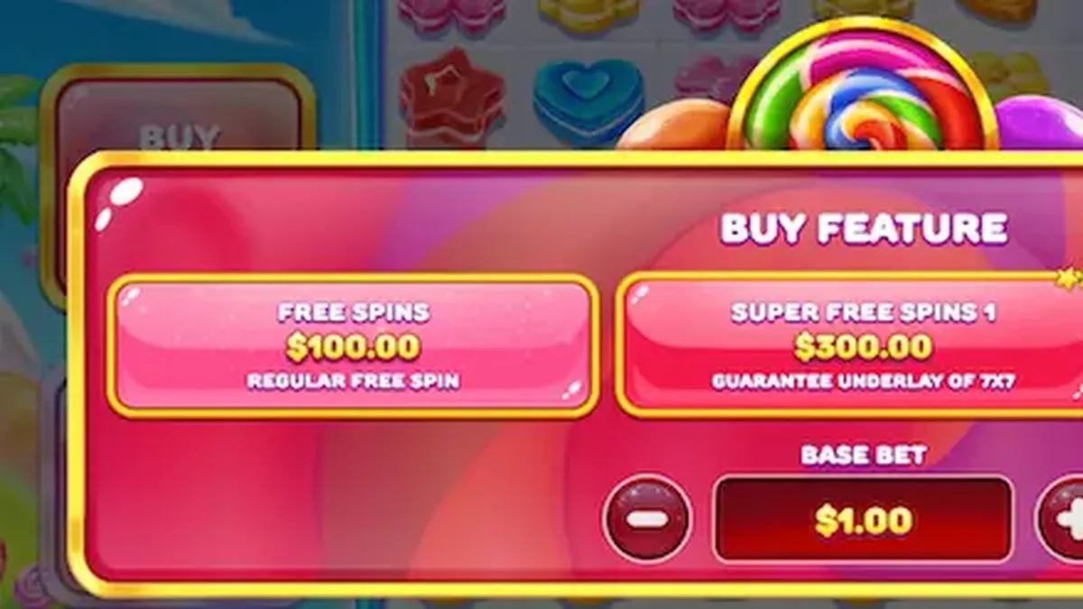 Tampilan visual ceria dan penuh warna dari slot Candy Rush dengan elemen permen tropis.