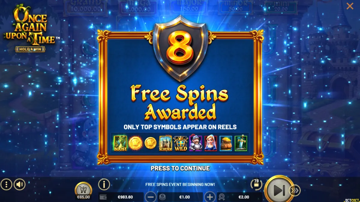 Tampilan visual slot Once Again Upon A Time dengan tema ksatria dan naga